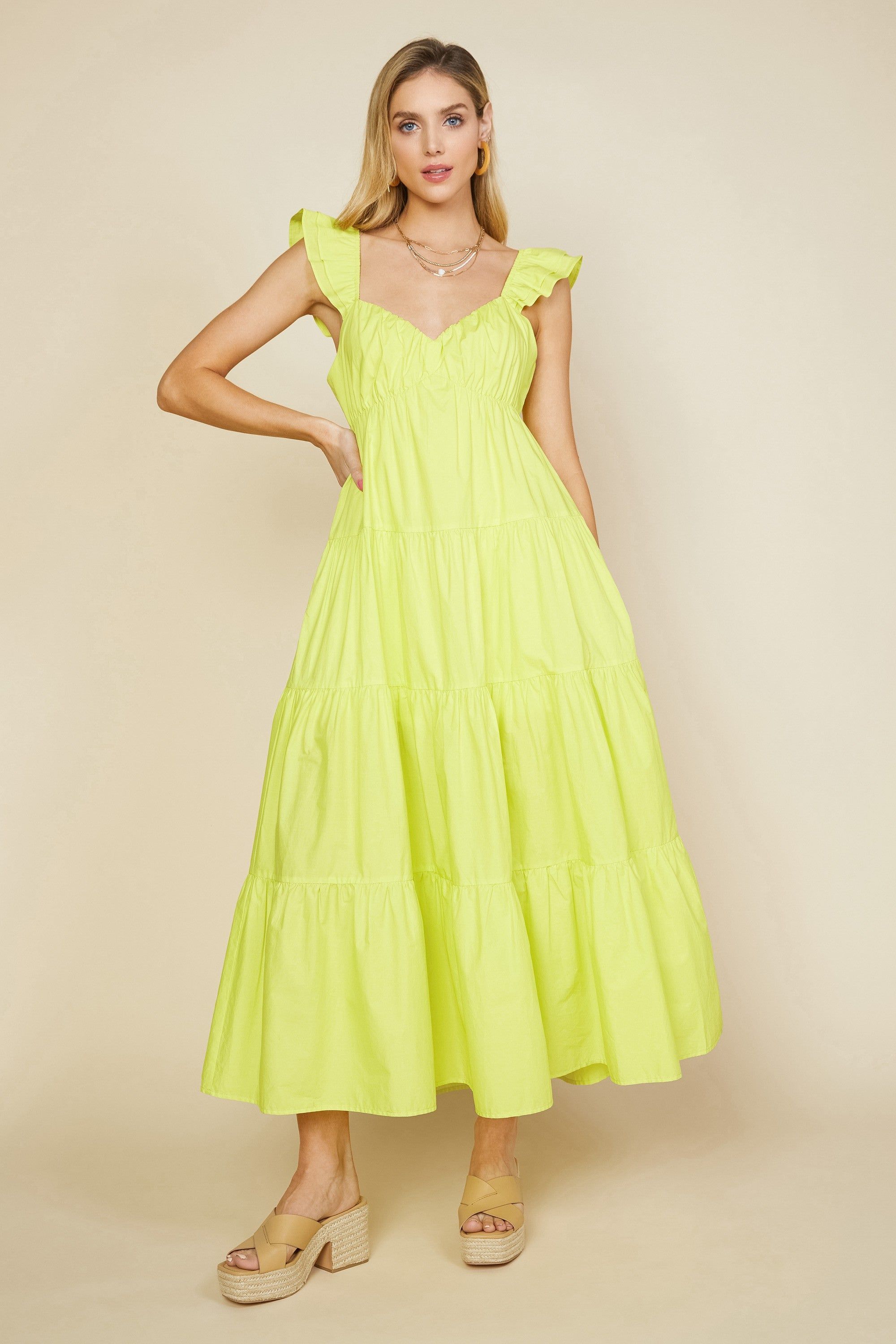 Lime Sleeveless Tiered Maternity Maxi Dress sold by Pinkblush product image thumbnail 5