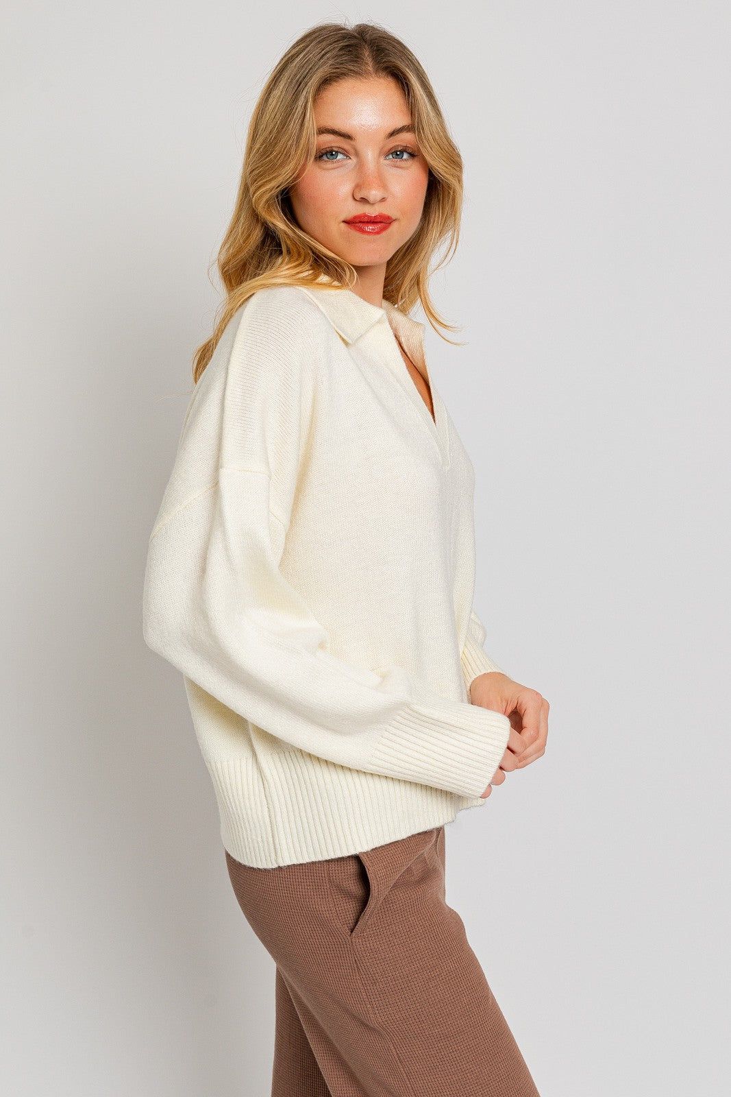 White Collared Boxy Sweater Top sold by Pinkblush product image thumbnail 2