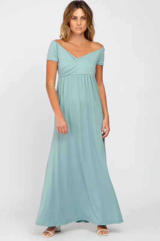 Mint Off Shoulder Wrap Maxi Dress made by Pinkblush