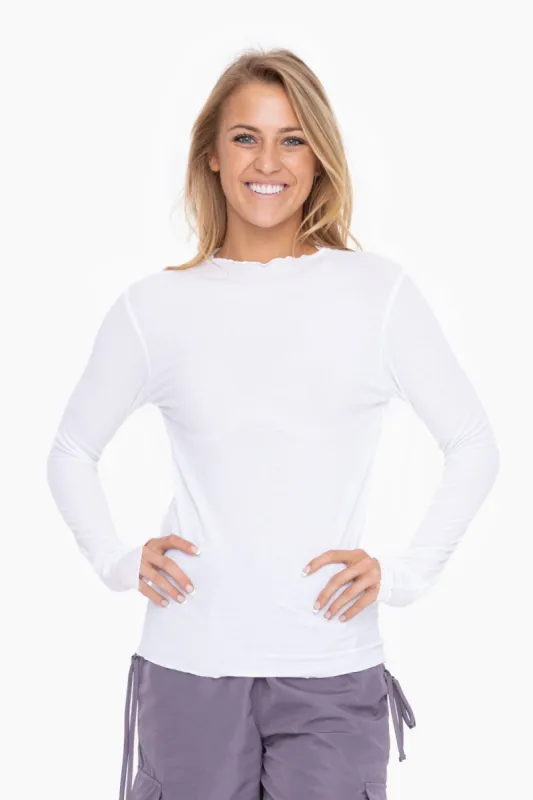 White Ribbed Lettuce Trim Top sold by Pinkblush