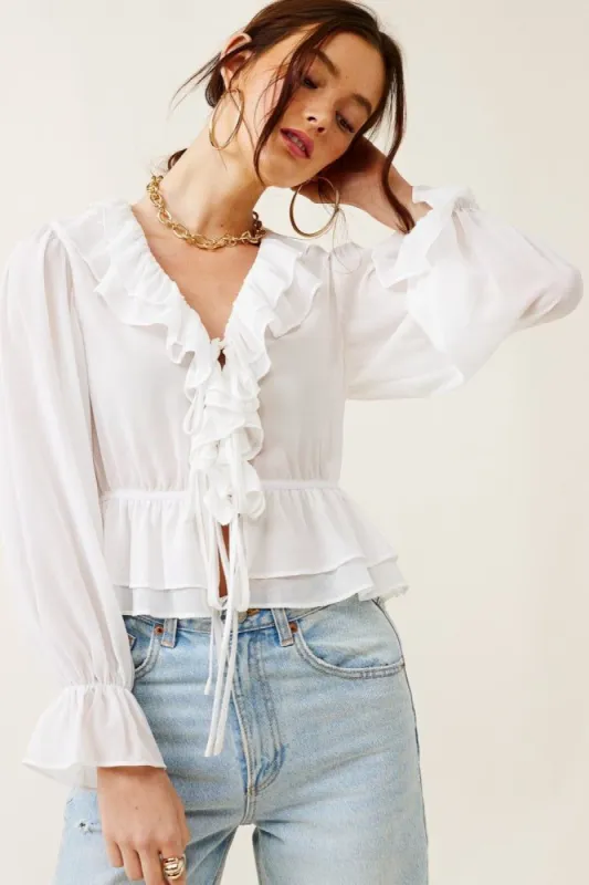 White Ruffle Top sold by Pinkblush