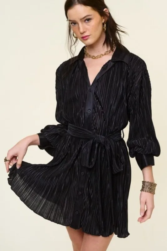 Black Pleated Dress sold by Pinkblush