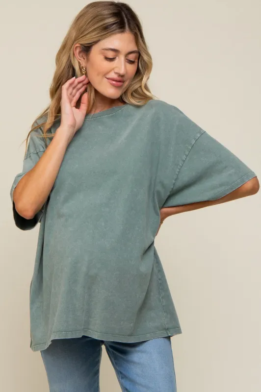 Sage Faded Oversized Maternity T-Shirt sold by Pinkblush