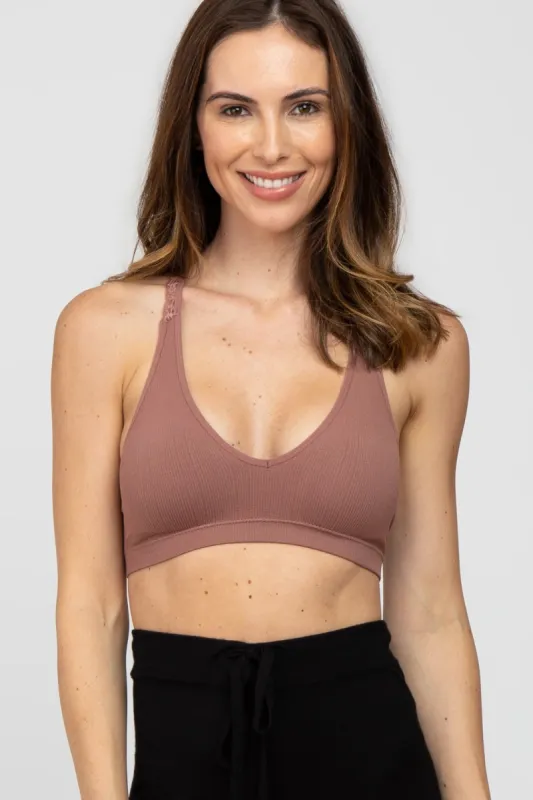 Mauve Lace Racerback Bralette sold by Pinkblush