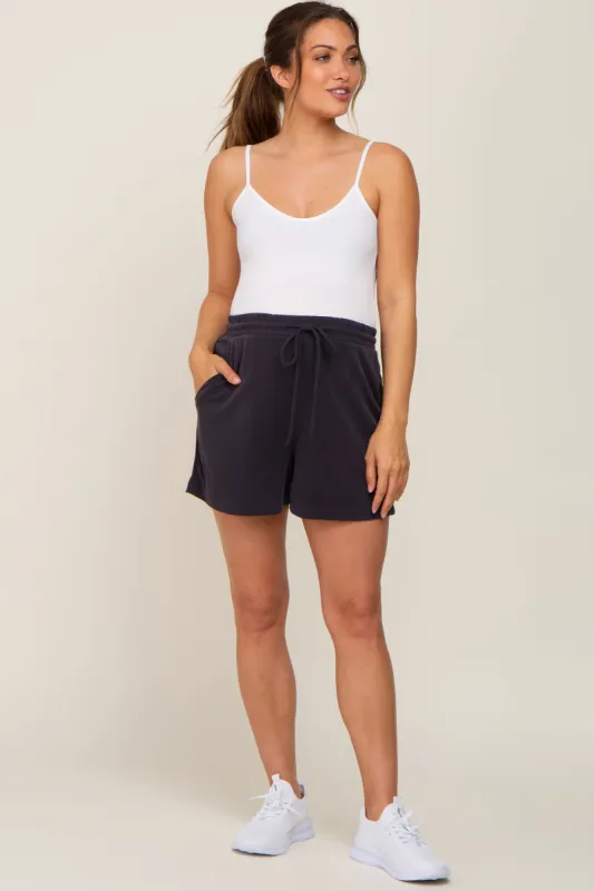 Black Drawstring Waist Maternity Shorts made by Pinkblush