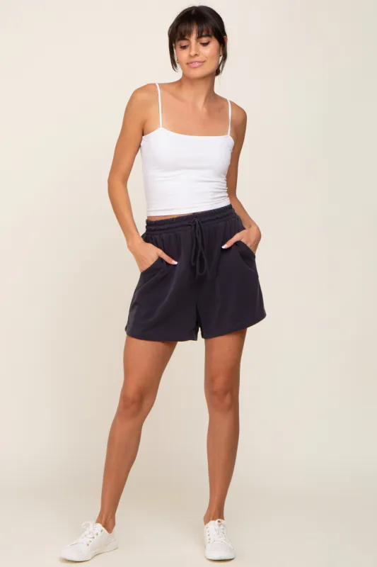 Black Drawstring Waist Shorts sold by Pinkblush