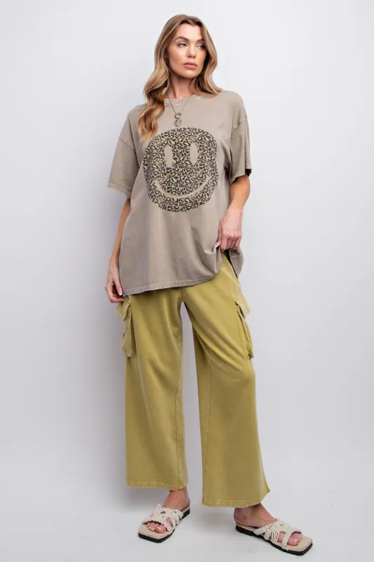Pistachio Washed Terry Knit Cargo Pants sold by Pinkblush