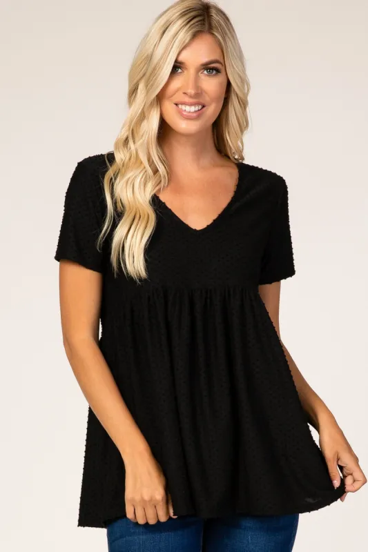 Black Textured Babydoll Blouse sold by Pinkblush