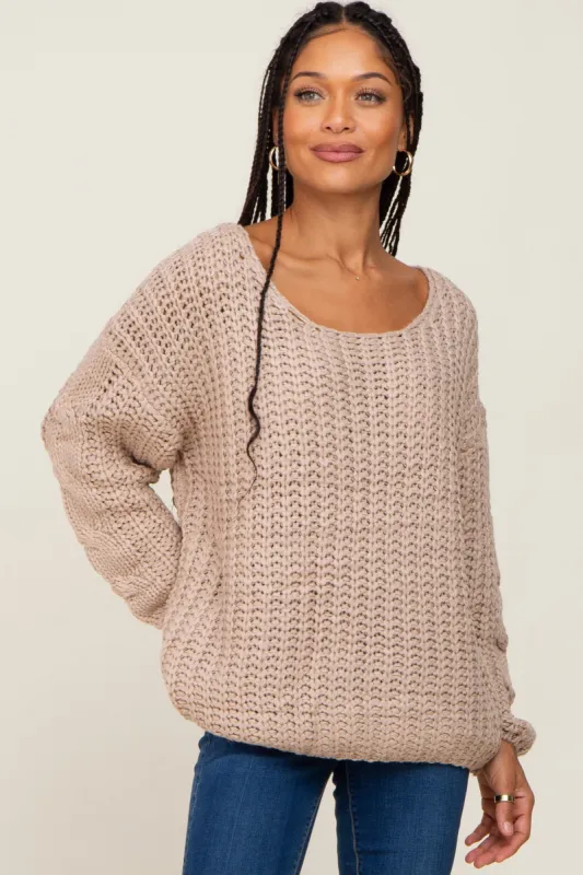Taupe Chunky Knit Sweater sold by Pinkblush