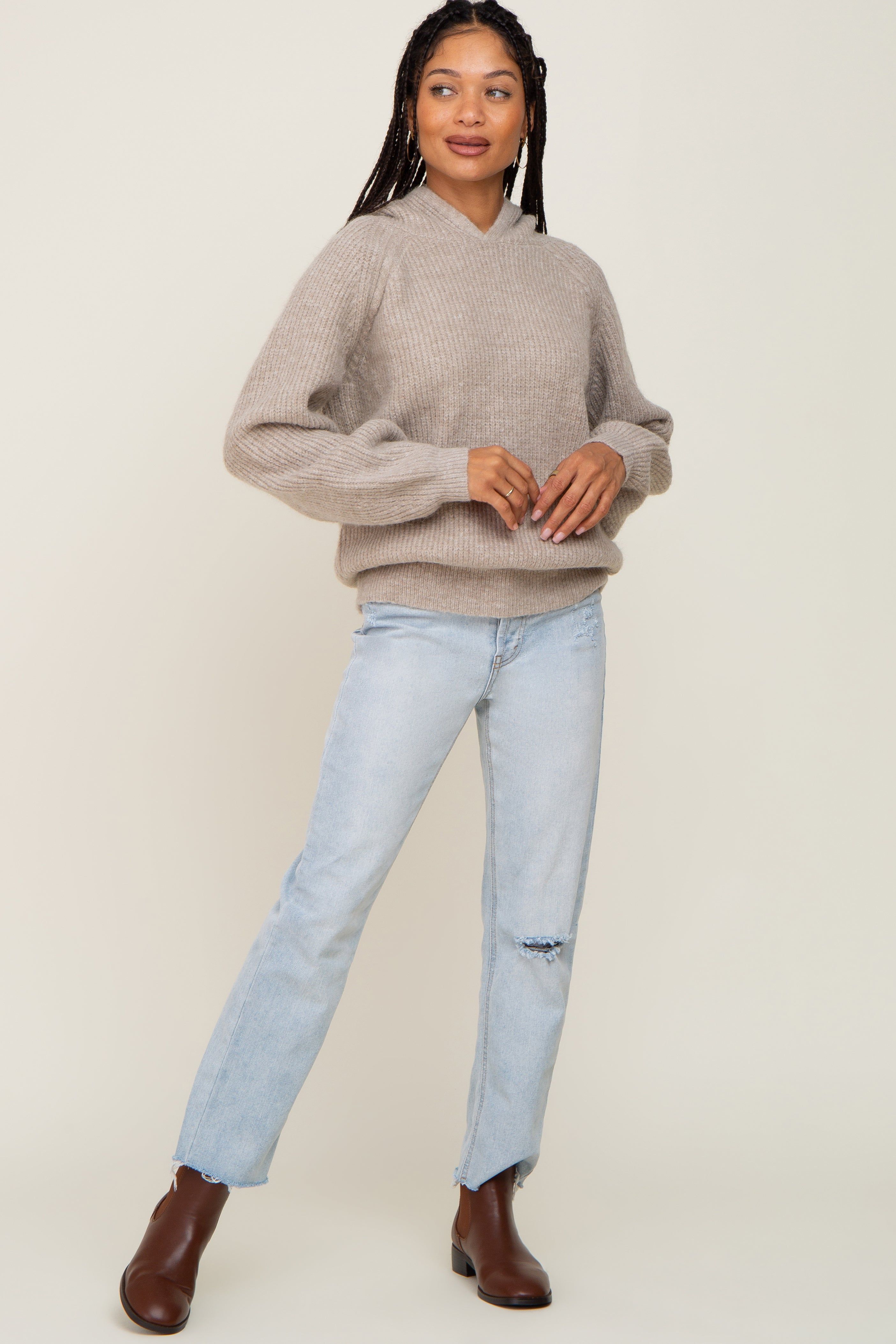 Beige Hooded Sweater sold by Pinkblush product image thumbnail 5