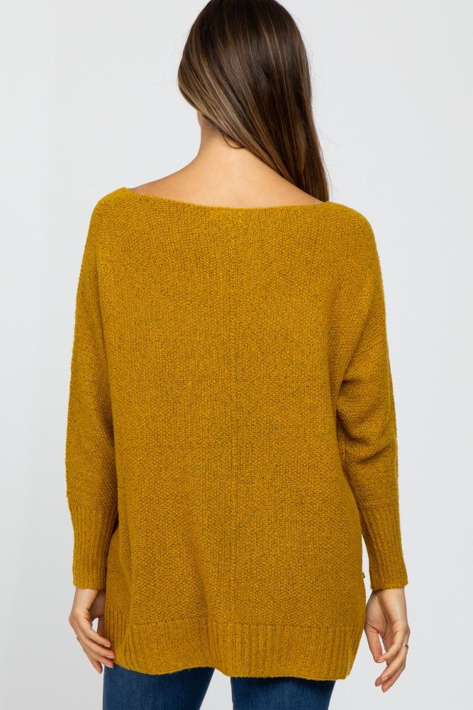 Mustard V-Neck Side Slit Maternity Sweater sold by Pinkblush product image thumbnail 3