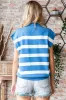 Blue Striped Split Collar Knit Top sold by Pinkblush