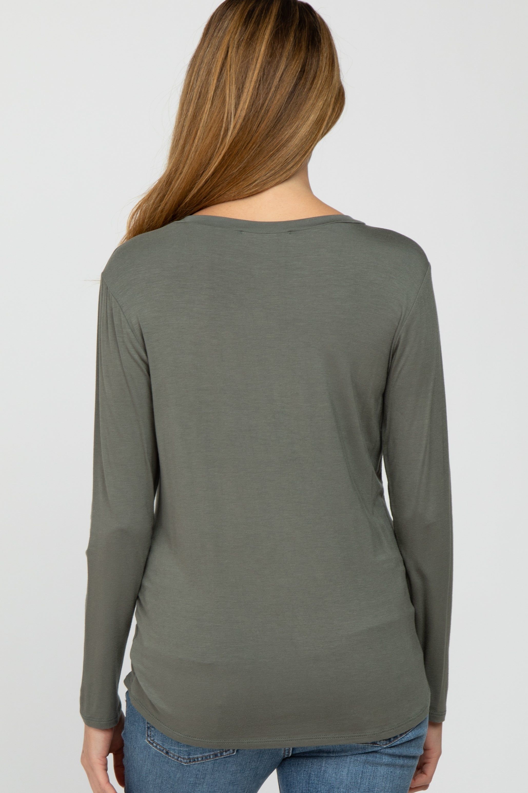 Olive Basic Long Sleeve Maternity Top sold by Pinkblush product image thumbnail 4
