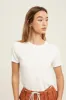 White Ribbed Short Sleeve Curved Hem Maternity Top sold by Pinkblush