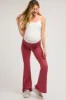 Mauve Fold-Over Waistband Flared Maternity Leggings sold by Pinkblush
