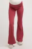 Mauve Fold-Over Waistband Flared Maternity Leggings sold by Pinkblush