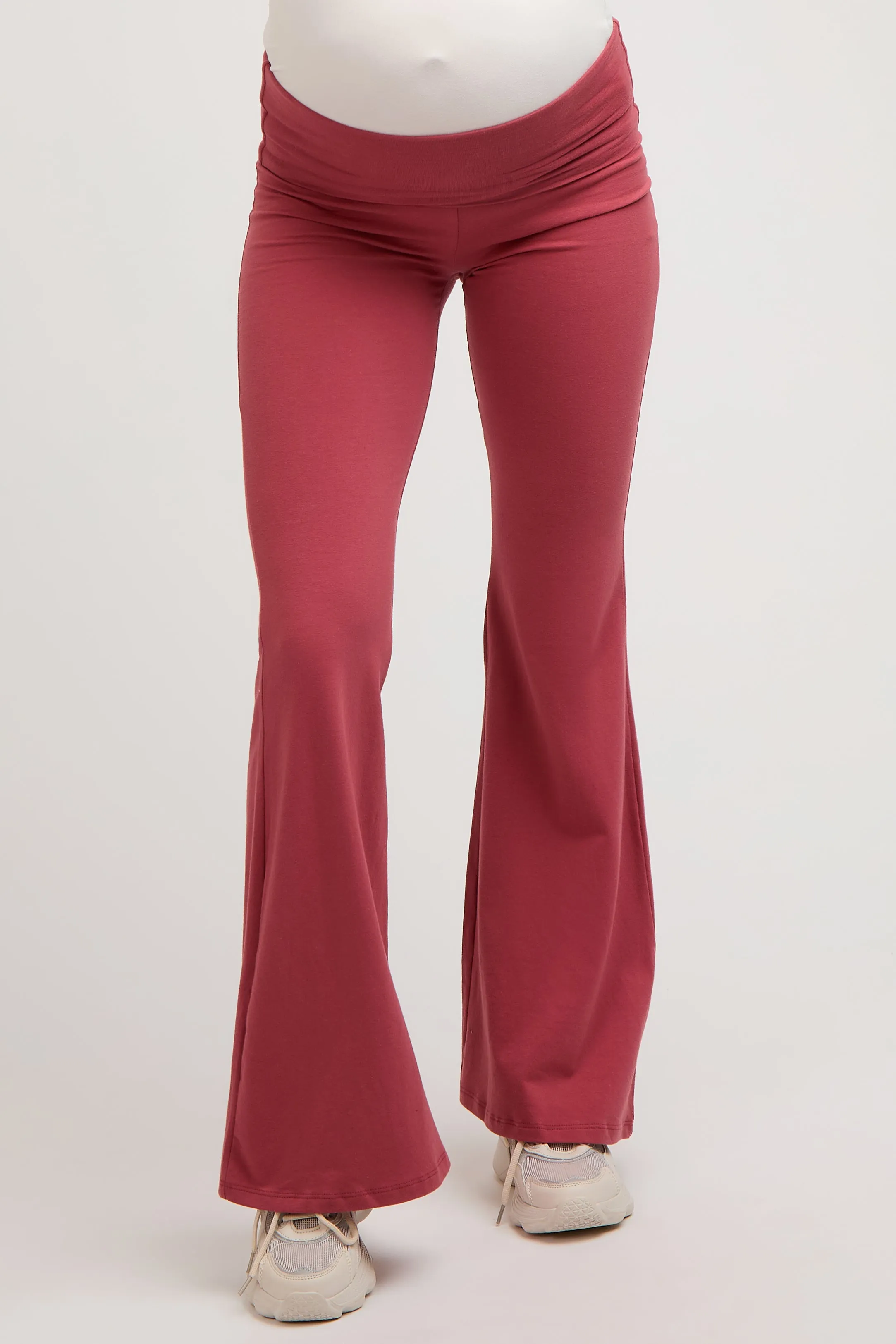 Mauve Fold-Over Waistband Flared Maternity Leggings sold by Pinkblush product image thumbnail 3