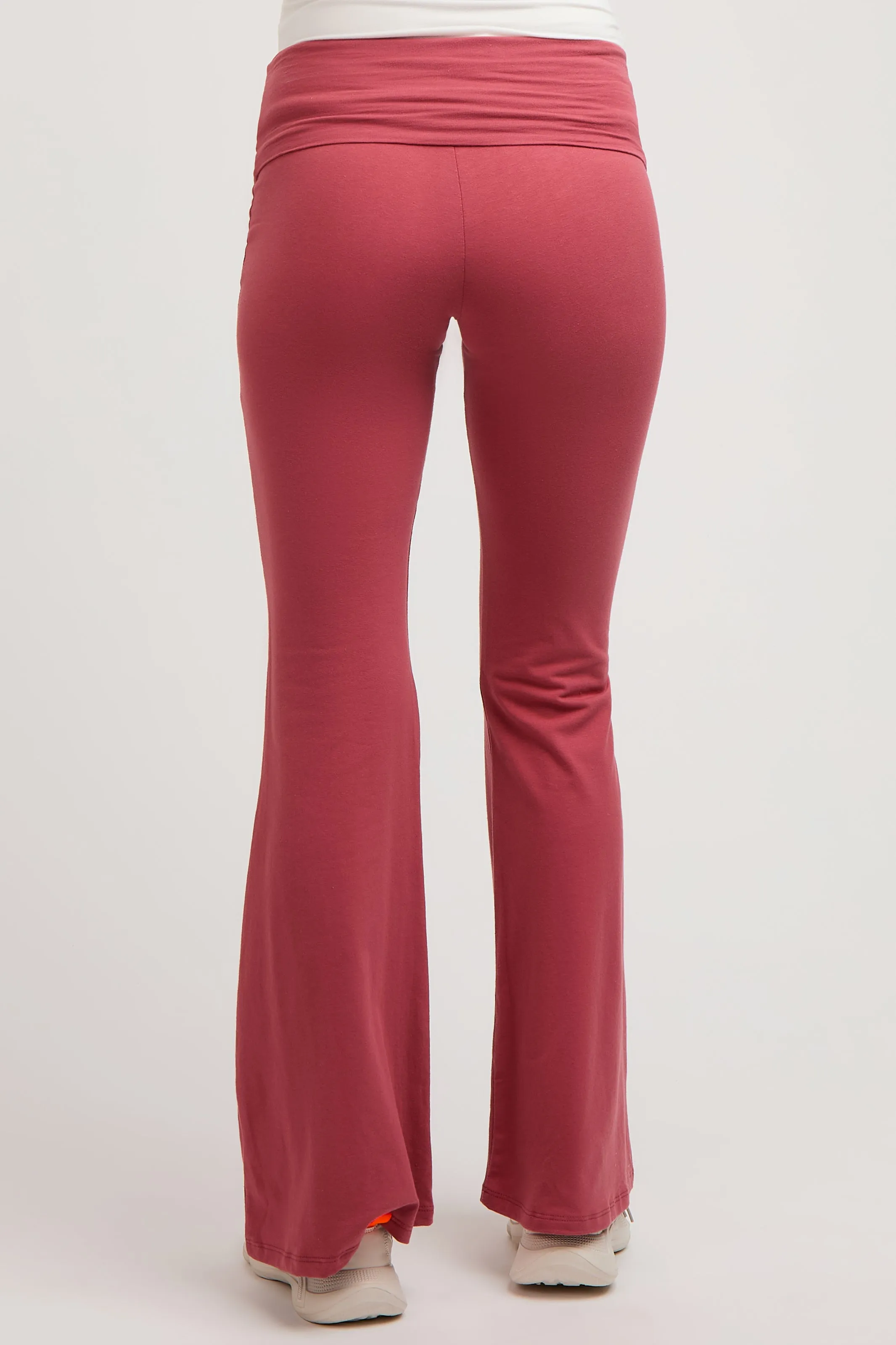 Mauve Fold-Over Waistband Flared Maternity Leggings sold by Pinkblush product image thumbnail 5