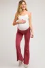 Mauve Fold-Over Waistband Flared Maternity Leggings sold by Pinkblush