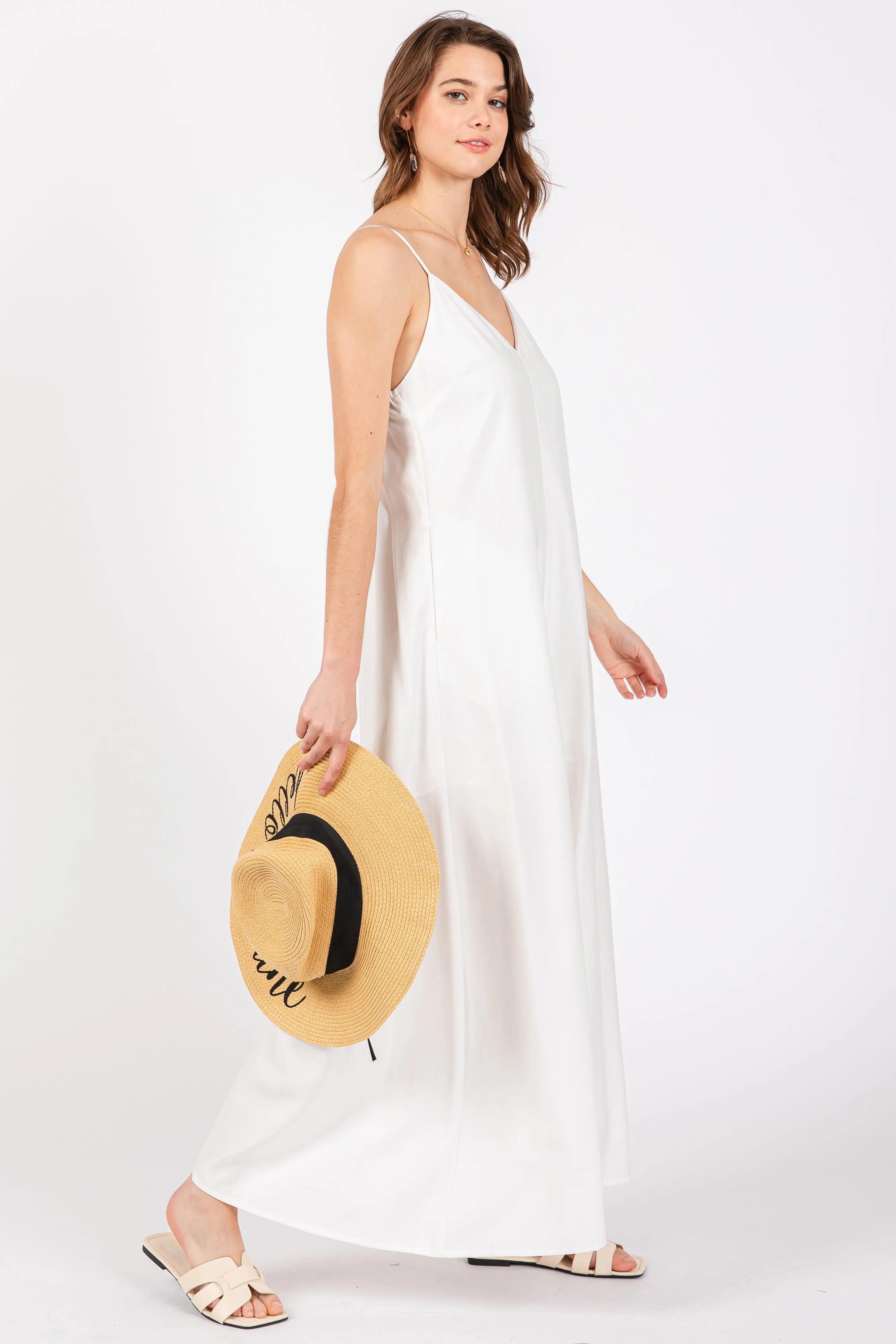 Ivory V-Neck Sleeveless Wide Leg Jumpsuit sold by Pinkblush product image thumbnail 4