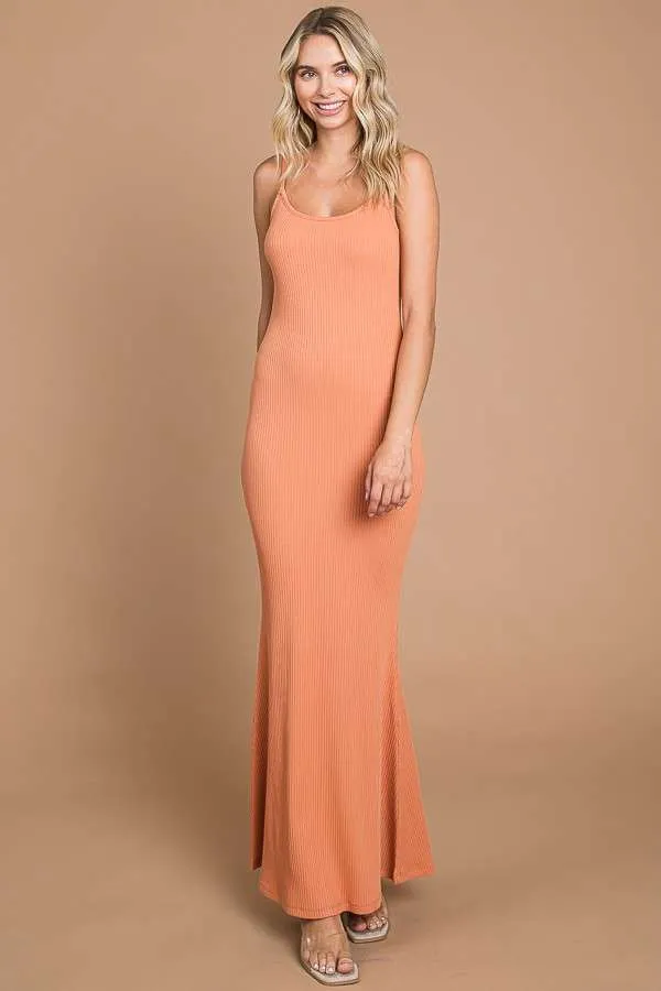 Peach Ribbed Maxi Dress sold by Pinkblush