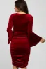 Red Velvet Ruched Bell Sleeve Maternity Dress sold by Pinkblush