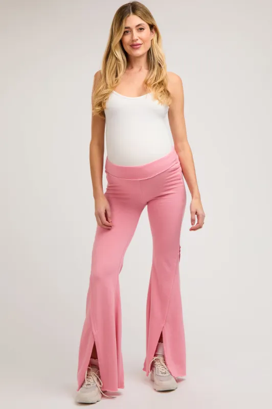 Pink Terry Flare Maternity Lounge Pants sold by Pinkblush