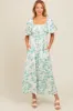 Teal Floral Puff Sleeve Maternity Midi Dress sold by Pinkblush