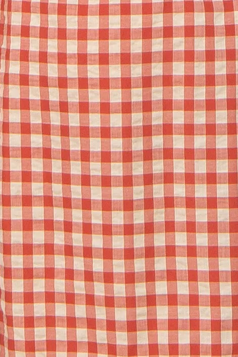 Rust Gingham Smocked Maternity Midi Dress sold by Pinkblush product image thumbnail 4