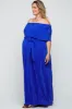 Royal Blue Plisse Off Shoulder Maternity Plus Maxi Dress sold by Pinkblush