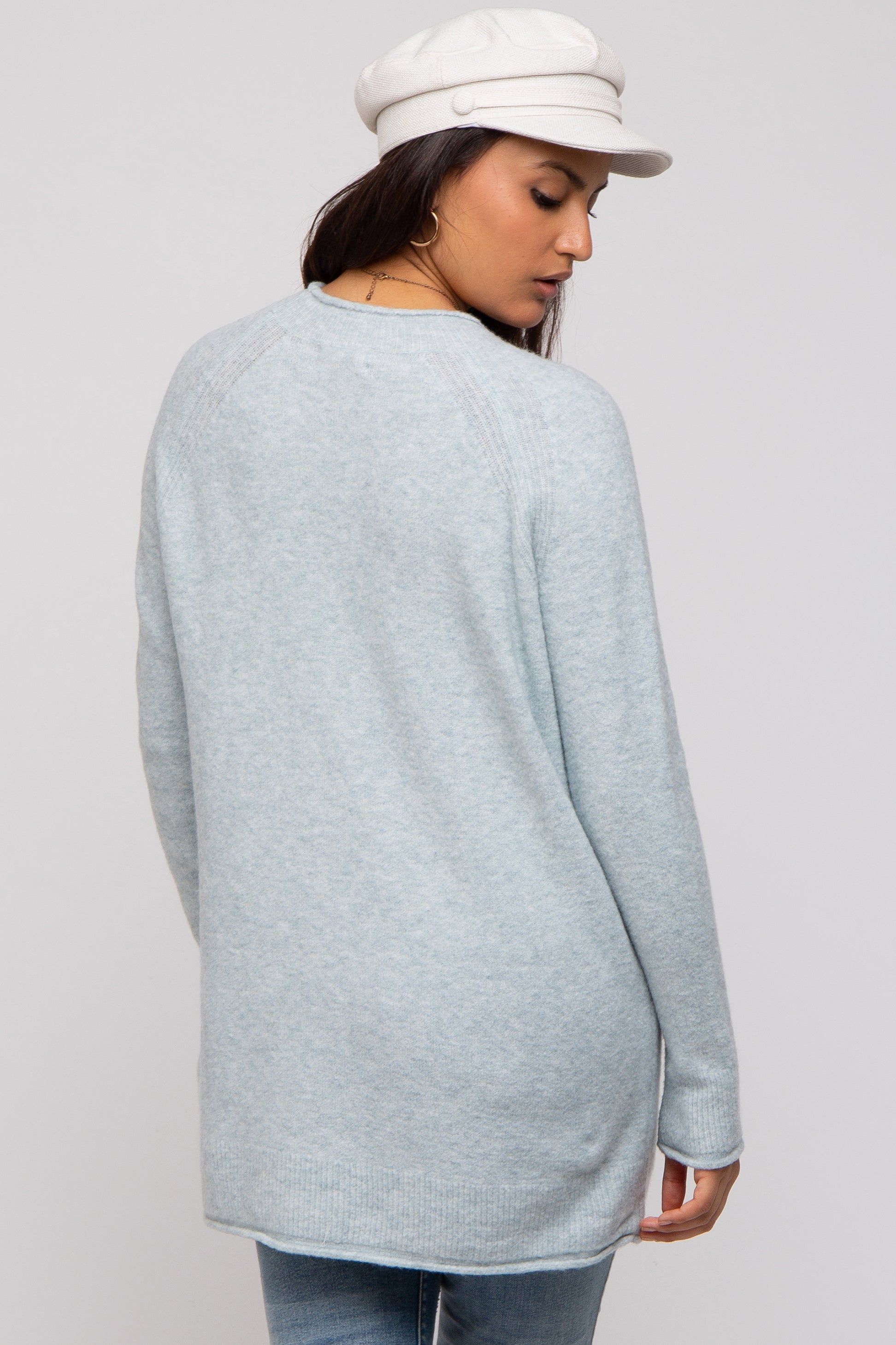 Light Blue Brushed Knit Sweater sold by Pinkblush product image thumbnail 3