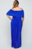 Royal Blue Plisse Off Shoulder Maternity Plus Maxi Dress sold by Pinkblush