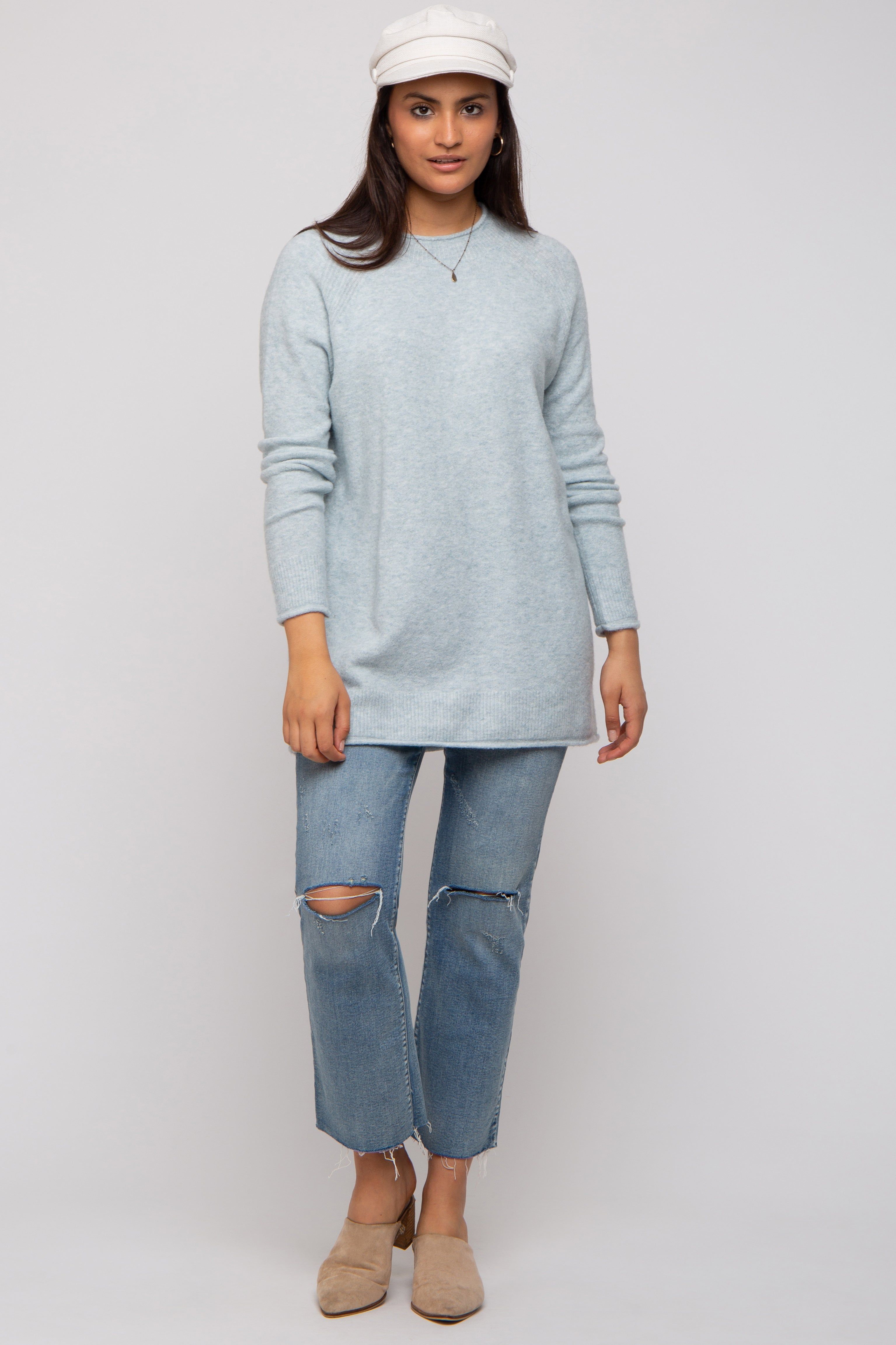 Light Blue Brushed Knit Sweater sold by Pinkblush