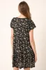 Black Daisy Flower Print Ruffle Detail Mini Dress sold by Pinkblush