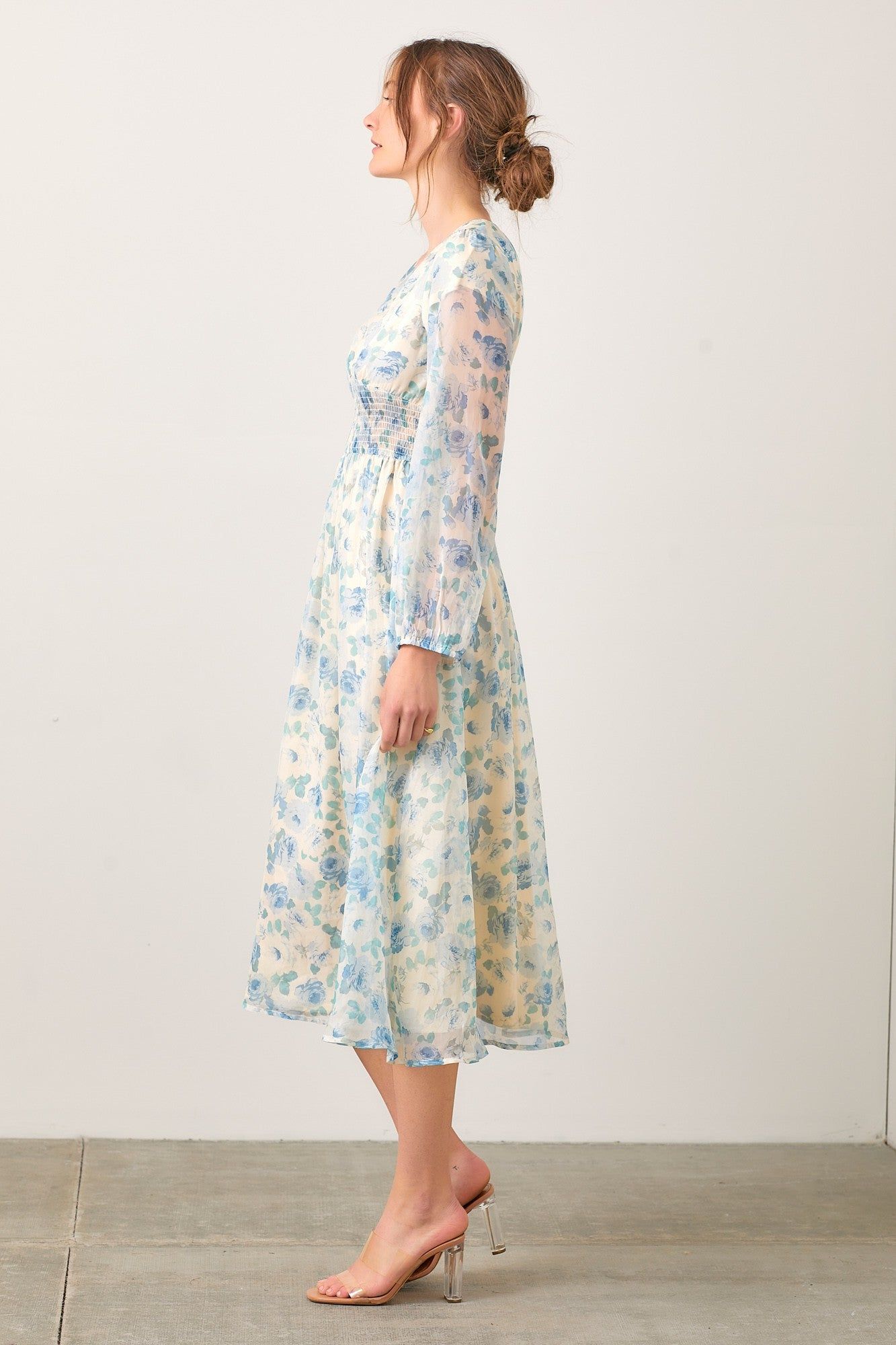 Blue Multi Watercolor Floral Mesh Dress sold by Pinkblush product image thumbnail 2