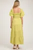 Light Olive Smocked Square Neck Puff Sleeve Tiered Maternity Maxi Dress sold by Pinkblush
