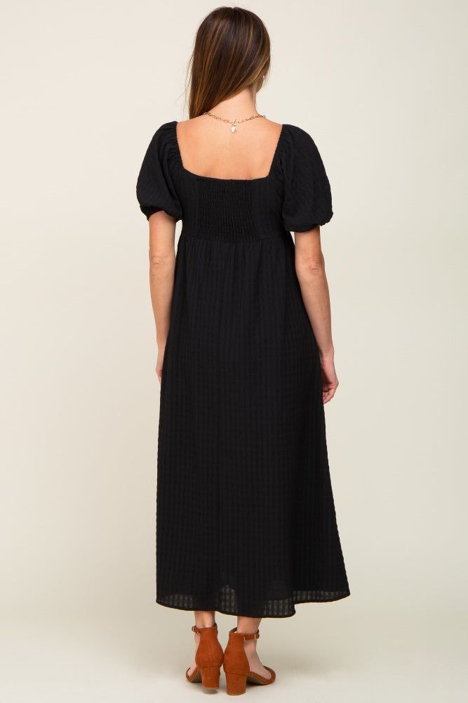 Black Textured Gingham Square Neck Maxi Dress sold by Pinkblush product image thumbnail 3