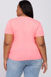 Neon Pink Solid Short Sleeve Plus Maternity Top sold by Pinkblush