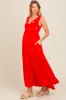 Coral Floral Embroidered Sleeveless Maternity Maxi Dress sold by Pinkblush
