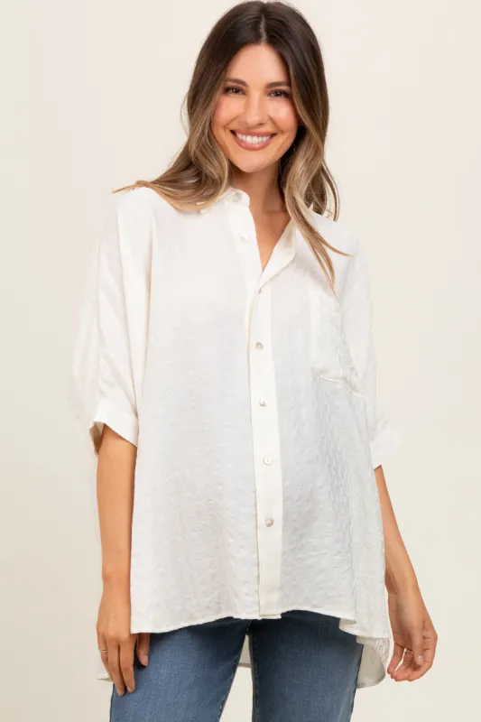 Ivory Textured Maternity Button Down Blouse sold by Pinkblush