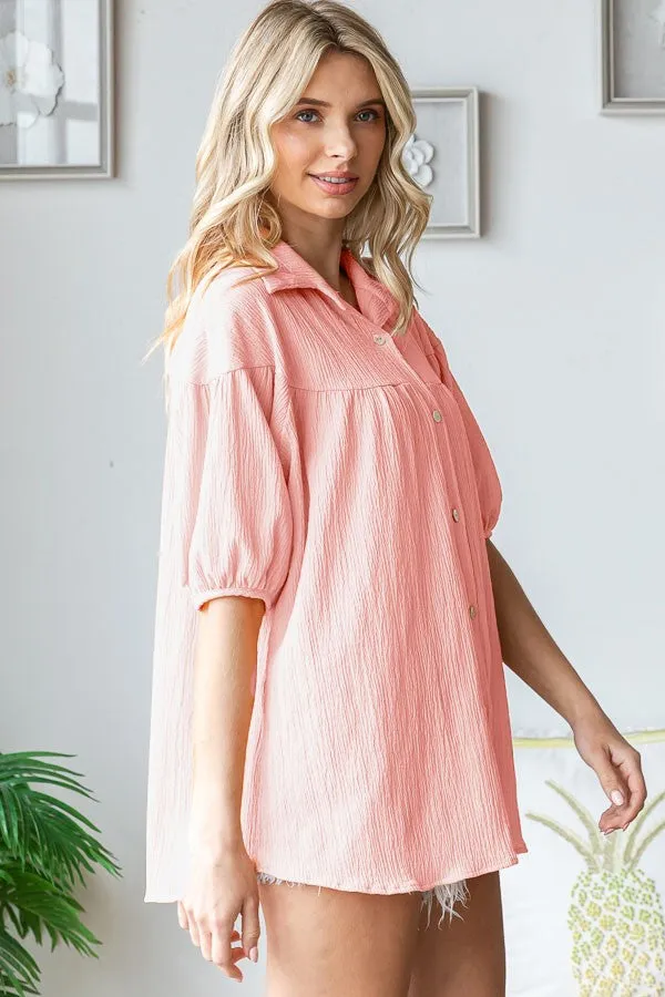 Light Pink Collared Button Down Blouse sold by Pinkblush product image thumbnail 2