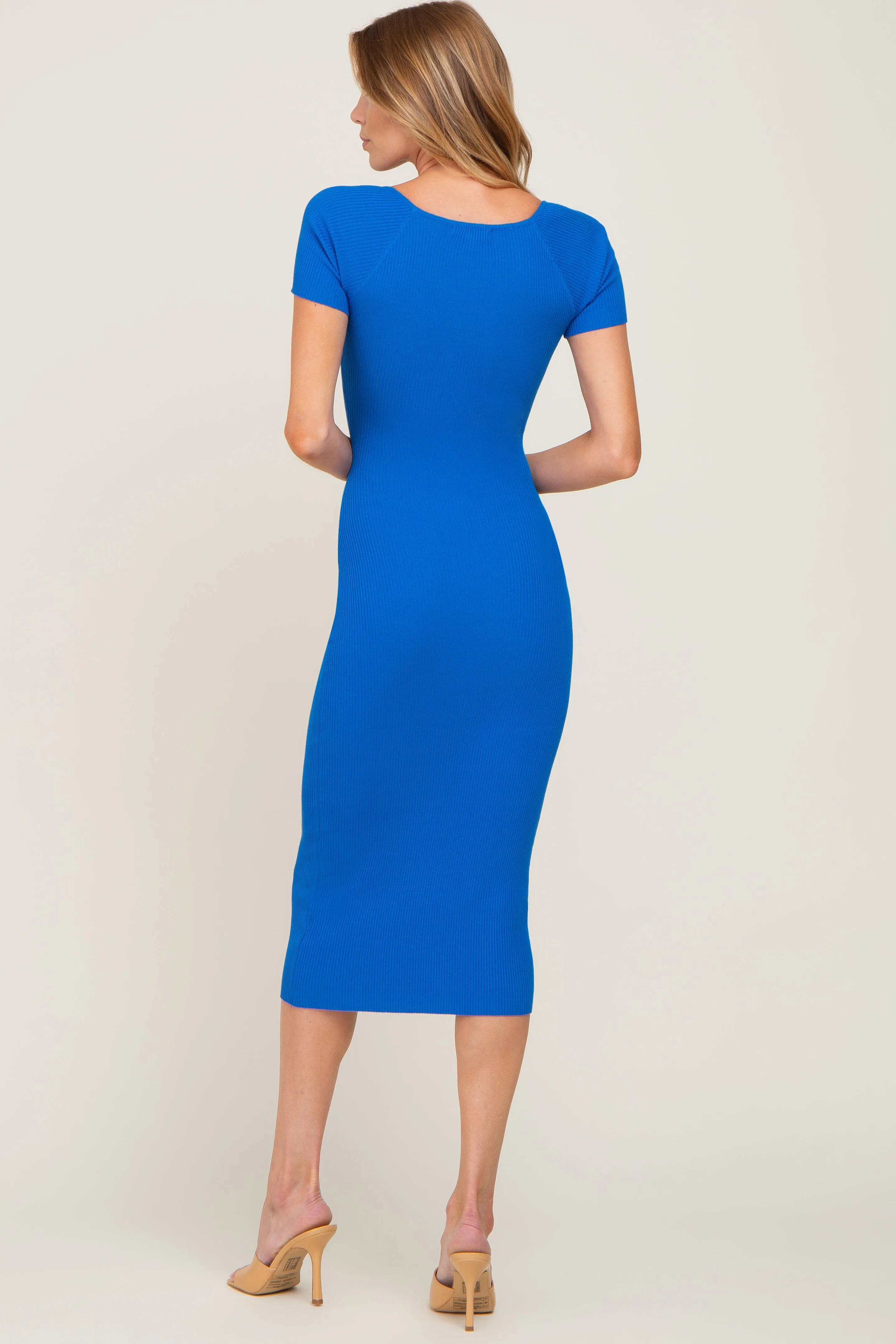 Royal Blue Ribbed Midi Dress sold by Pinkblush product image thumbnail 3