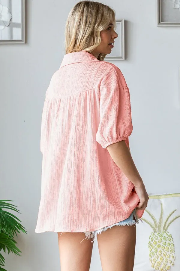 Light Pink Collared Button Down Blouse sold by Pinkblush product image thumbnail 3