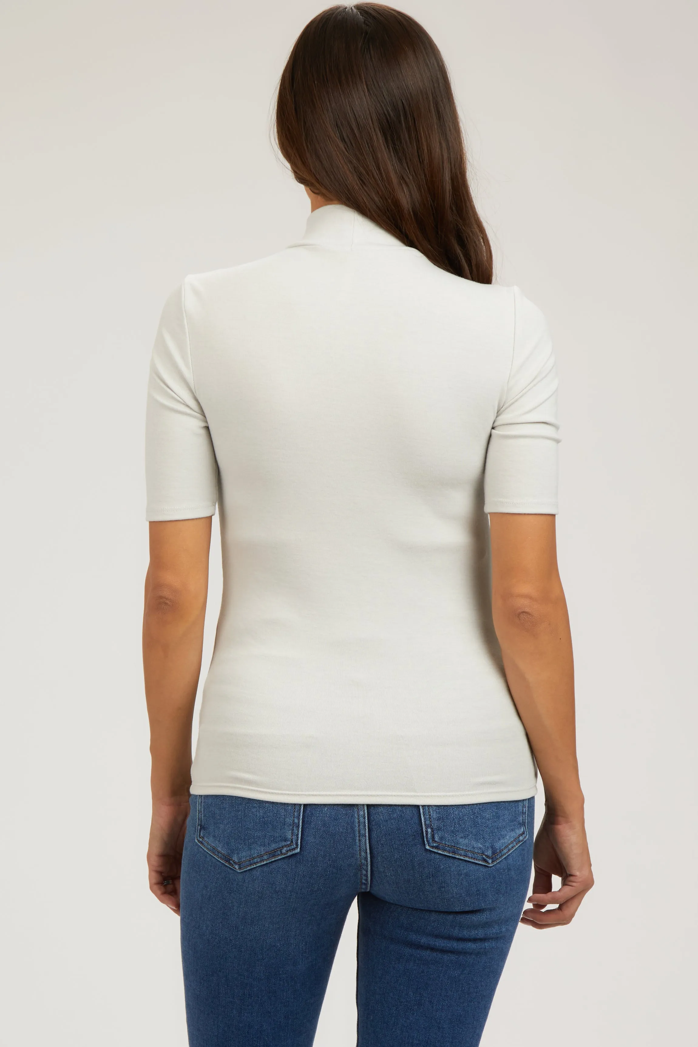 Beige Short Sleeve Turtleneck Maternity Top sold by Pinkblush product image thumbnail 3