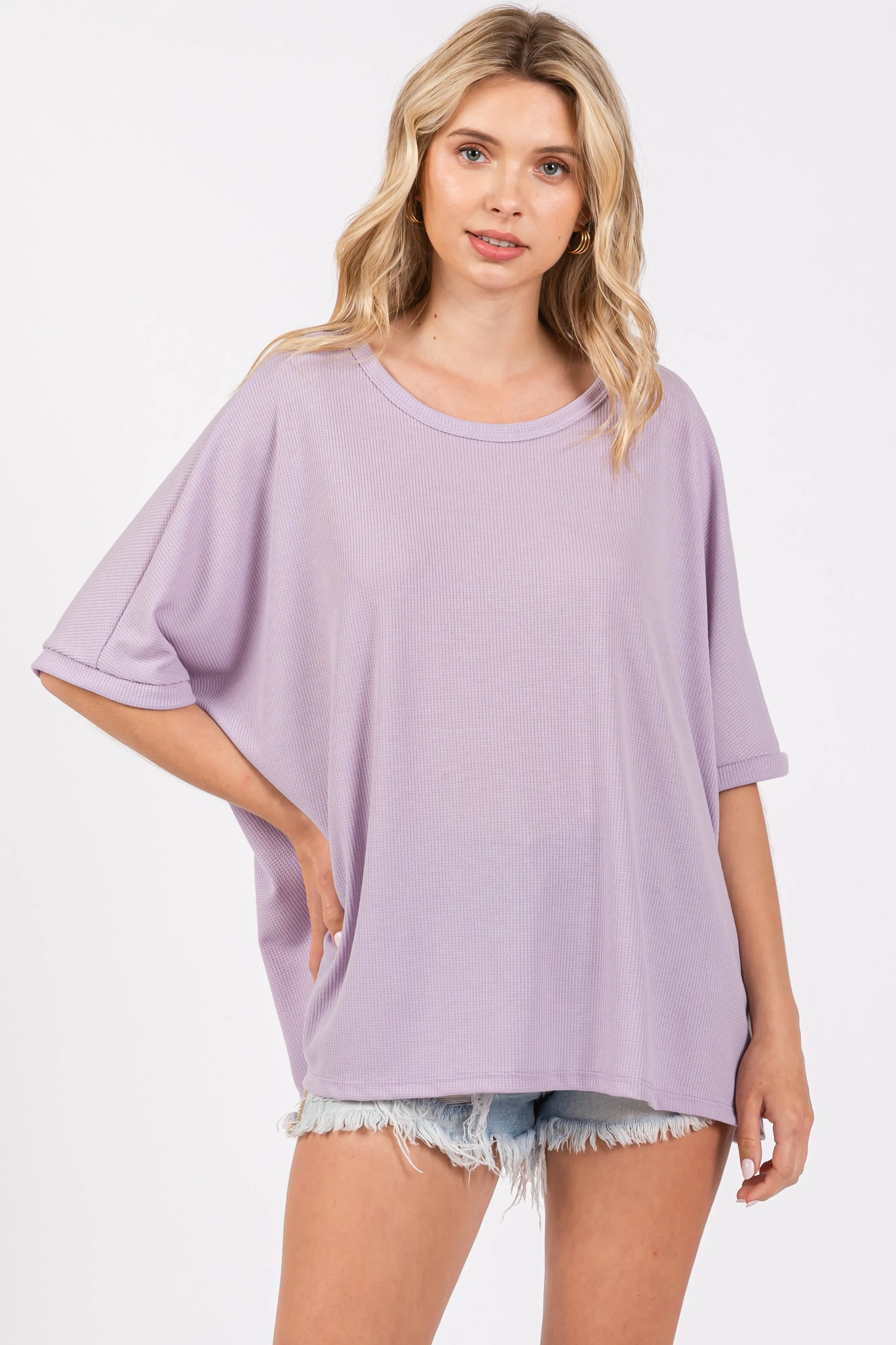 Lavender Waffle Knit Dolman Top sold by Pinkblush product image thumbnail 2