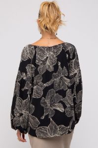 Black Floral Tie Detail Long Sleeve Maternity Blouse sold by Pinkblush
