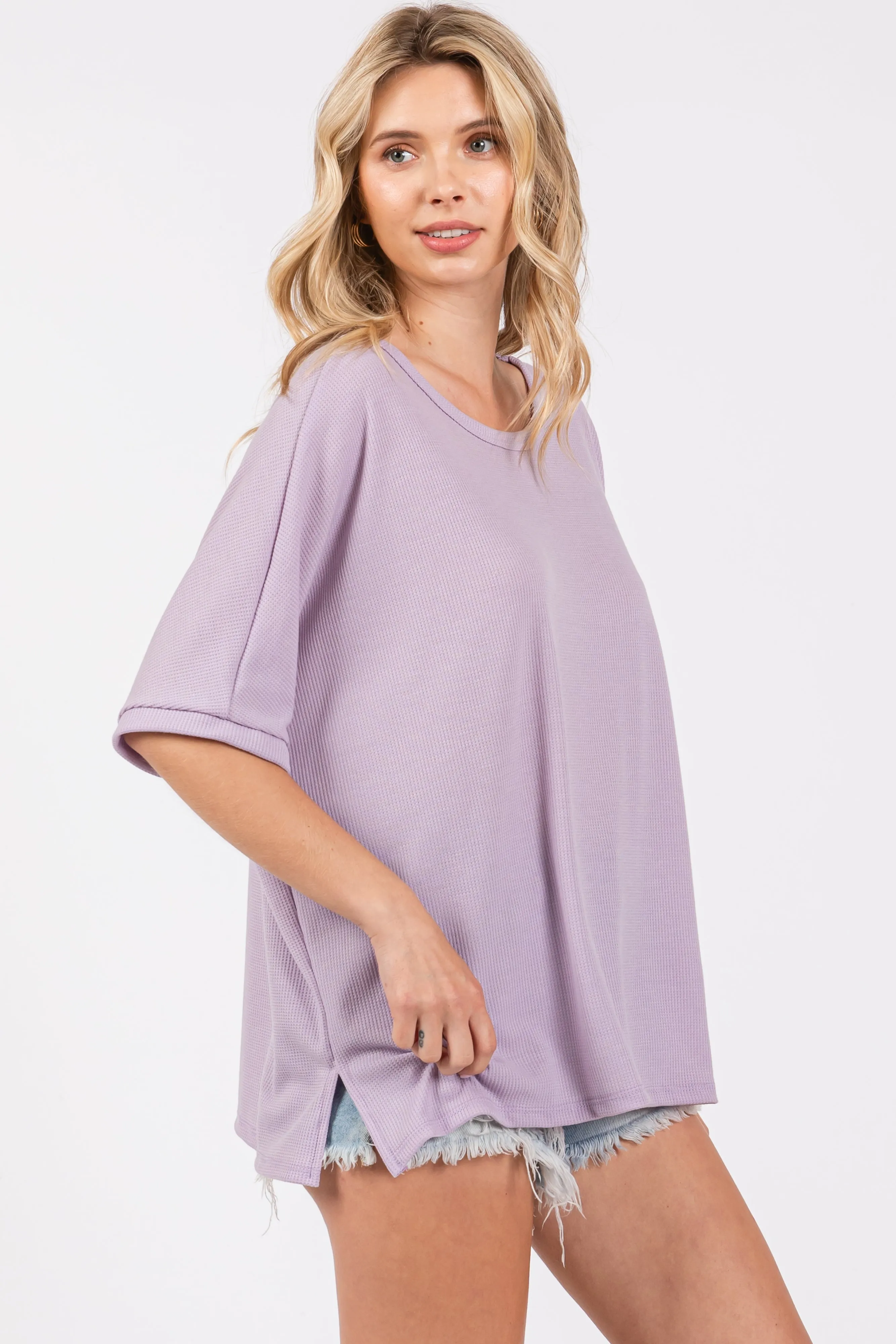 Lavender Waffle Knit Dolman Top sold by Pinkblush product image thumbnail 3