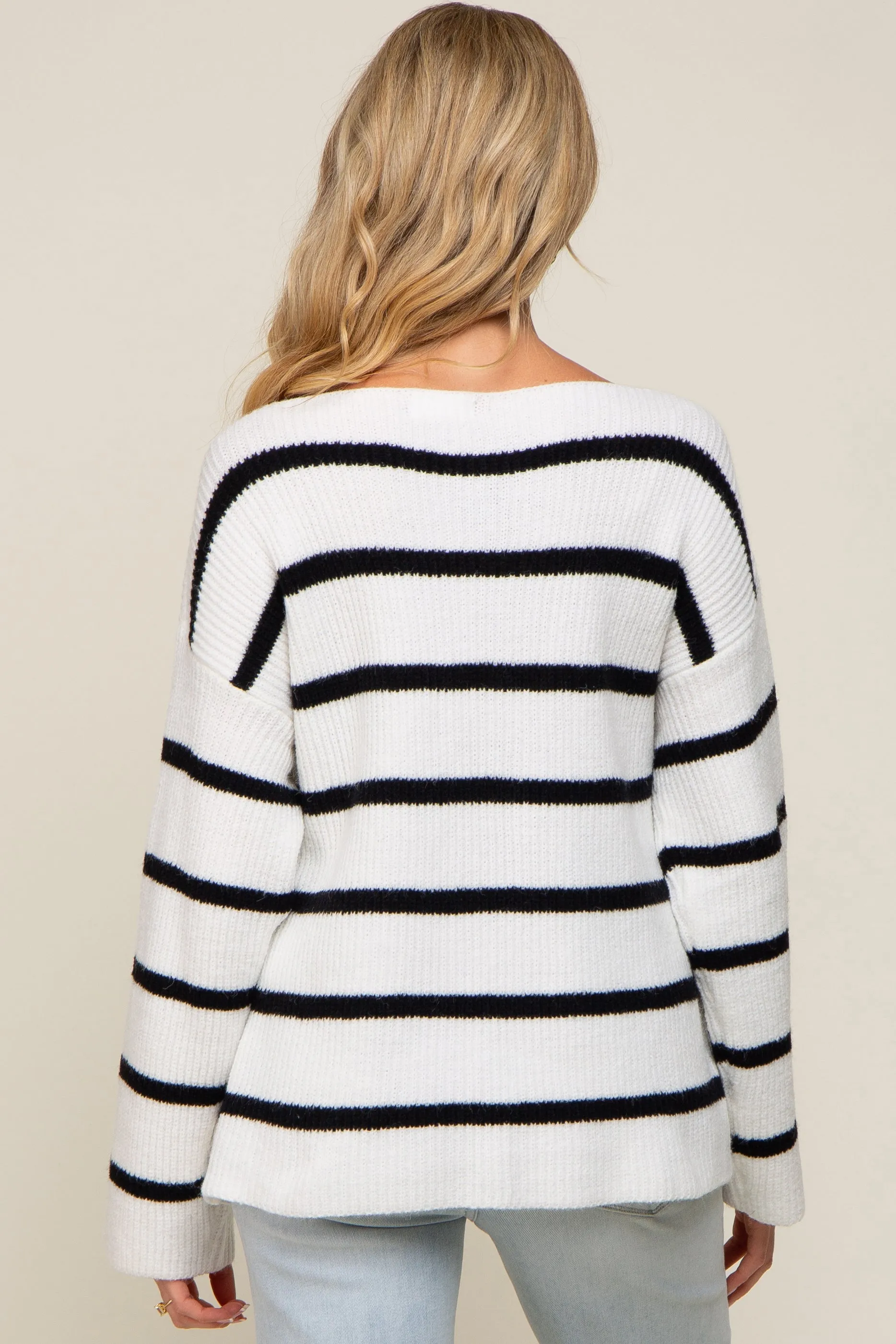 Black Striped Boat Neck Maternity Sweater sold by Pinkblush product image thumbnail 4