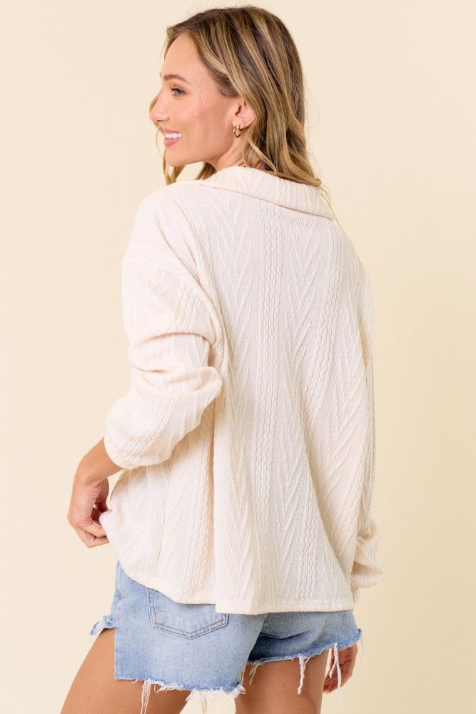 Ivory Cable Knit Long Sleeve sold by Pinkblush product image thumbnail 3