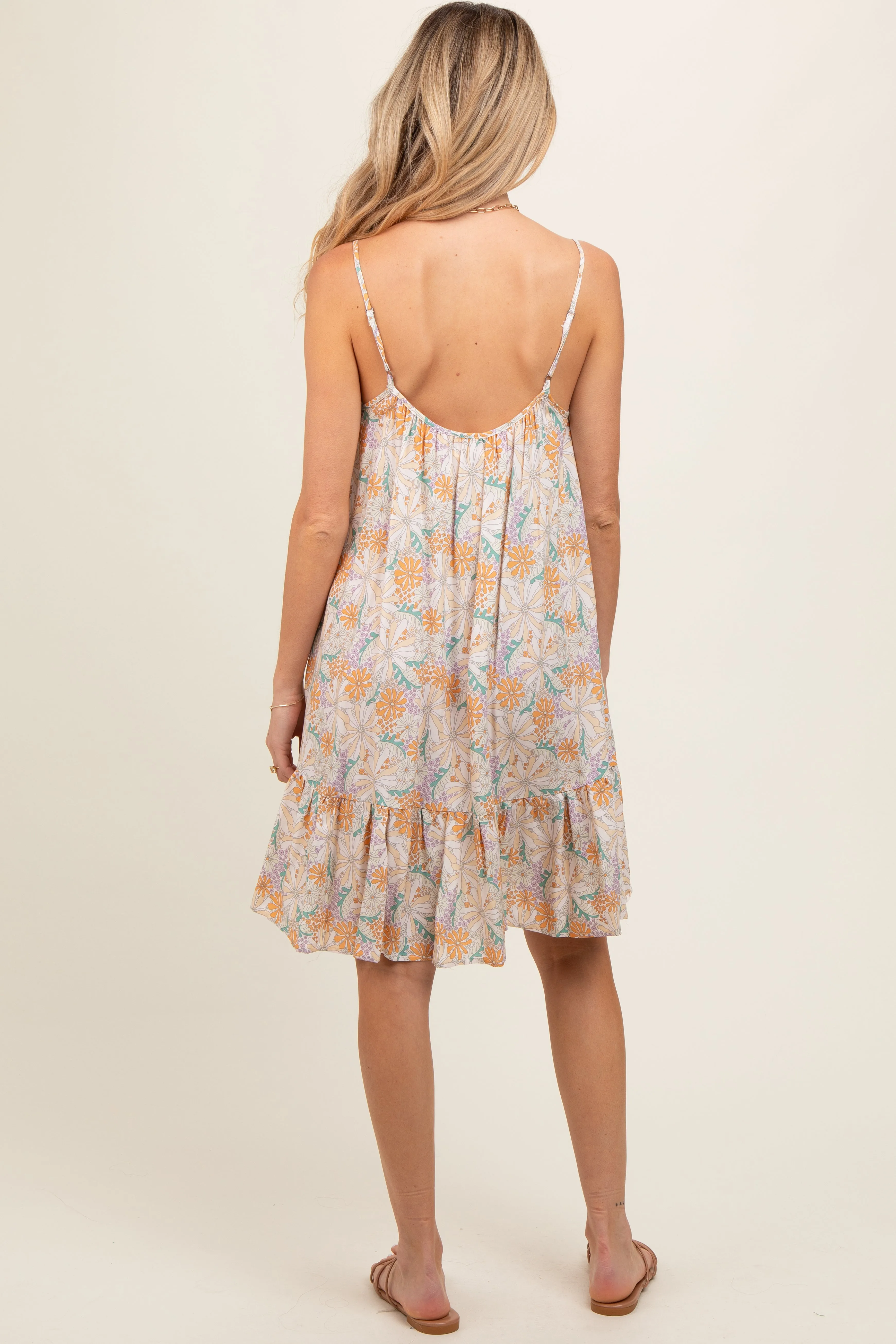 Cream Floral Sleeveless Maternity Mini Dress sold by Pinkblush product image thumbnail 3